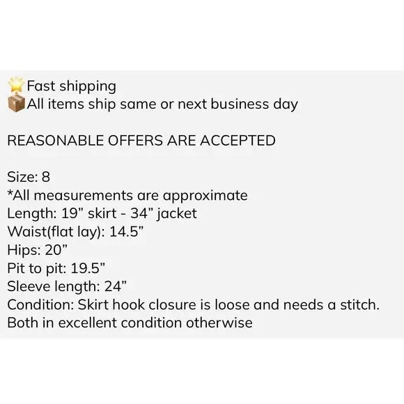 Vtg Ralph Lauren Skirt Suit 8 Womens Black Wool Skirt & Jacket Career Work 90s - Picture 3 of 11